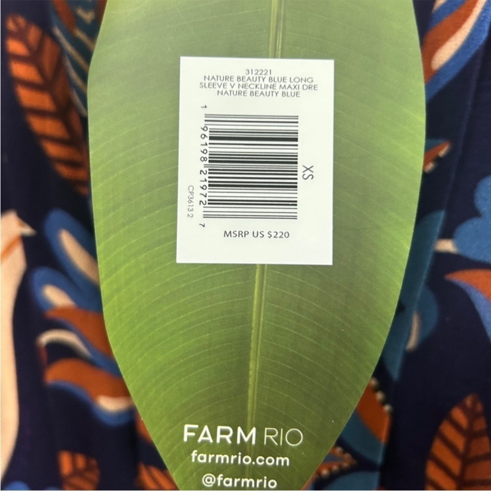 NWT Farm Rio Blue Nature Beauty Long Sleeve Maxi Dress - Picture 6 of 9